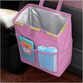 Car Trash Bag, Leak-Proof Large Capacity 3.4 Gallons Hanging Vehicle Trash Bin with Storage Pocket, Multipurpose Portable Auto Garbage Bag for Travel, Universal Fit (Pink)
