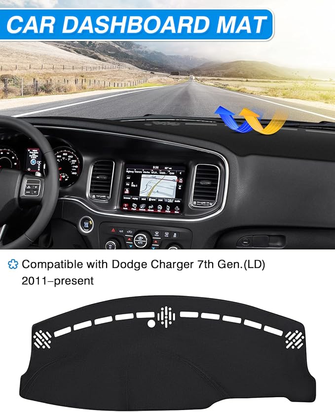 CARTIST Dash Cover Custom Fit for Dodge Charger 2011-2023 Accessories Dashboard Cover Mat Non-Slip Pad Carpet Anti-Glare
