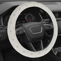 Cute White Steering Wheel Cover Soft Cloth Fabric Car Wheel Covers 14.5 15 Inch Universal Fit Breathable Washable Car Accessory Cool in Summer