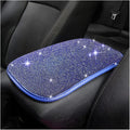 Moly Magnolia Bling Center Console Cover, Diamond Fashion ArmRest Pad, Crystal Soft Arm Rest Protective Cushion, Car Accessories for Women Girls, 11.8"×8.5" for Most of Vehicles, SUVs, Trucks (Blue)