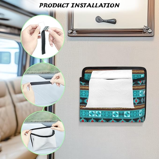 Fashion Aztec Car Seat Side Pocket Organizer Cell Phone Holder Storage Bag Pouch for Wallet Keys Document Auto Console Door Rear Seat Storage Box Automotive Interior Accessories