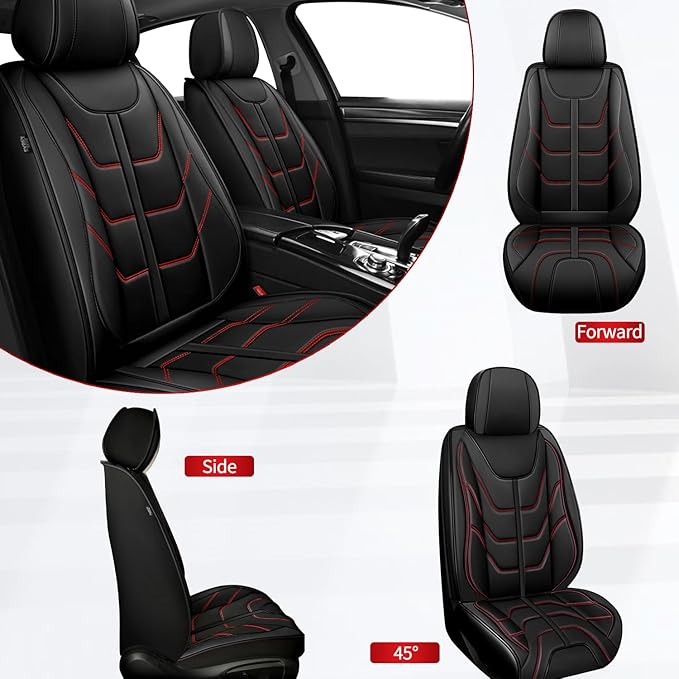 TTX LIGHTING Car Seat Covers 2 Front Seat Fit for Buick Lacrosse 2008-2019 - Waterproof Leather Seat Protector with Airbag Compatible Automotive Cushions Cover(Redline)