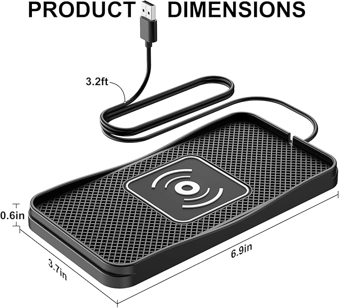Wireless Car Charger,15W Fast Car Charging Pad, Non-Slip Charging pad Compatible with iPhone17/16/15/14/13/12, Samsung Galaxy S25-S9, Android Phones (20W Adapter)
