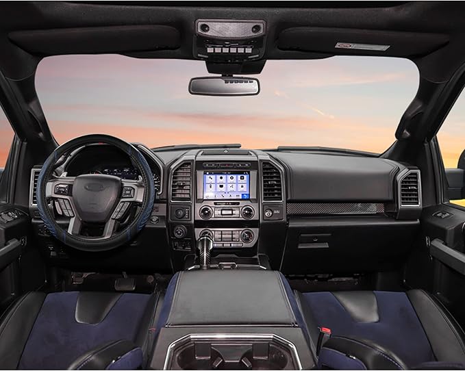 West Llama Customized Auto Car Steering Wheel Cover for Ford F-150, F-250, F-350, Expedition(Diamond Quilted - Black+Blue)
