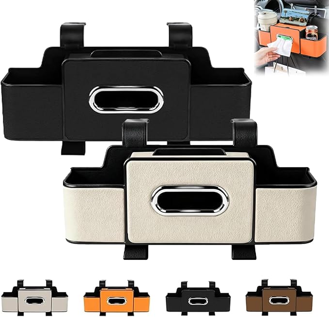 Car Organizers and Storage Box, Car Organizers and Storage Box Multifunctional with Tissue Holder, for Hold Phones, Snacks, Drinks, And Handbags