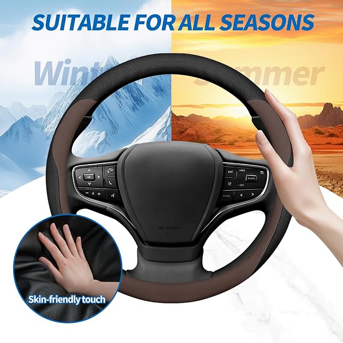 Steering Wheel Cover for Lexus RX 350 NX 300 350 250 TX 350 500h ES 350 300 GX 460 470 is 350 250 UX 200 250h 300h LX RZ Interior Accessories (Amber Brown)