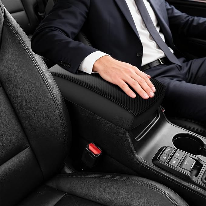 Autorder Center Console Cover for 2016-2019 2020 2021 Hyundai Tucson Accessories Carbon Fiber Armrest Cover Waterproof Anti-Scratch Center Console Armrest Protector Pad
