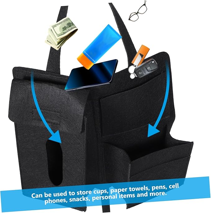 VOSAREA 2Pcs Backseat Car Organizers Durable Felt Storage Bags for Car Accessories Scratch Resistant Hanging Design for Organizing Snacks Umbrella