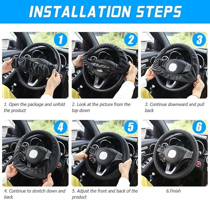 BESULEN Car Steering Wheel Cover, Anti-Slip Silicone Vehicle Steer Wheel Protector, Automotive Interior Steering Wheel Protective Guard Accessories, Universal Fit for Most Car Models (Black)