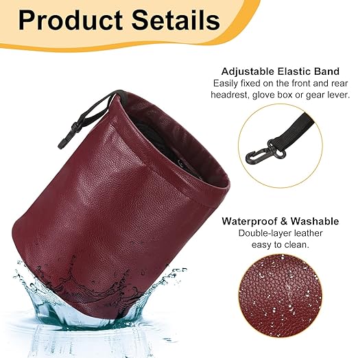 HARFINGTON 3 Packs Car Trash Can 0.9 Gallon Foldable Leak-Proof Garbage Organizer Portable Hanging Waterproof Truck Trash Bins for Van Automotive Vehicle Front Seat, Red