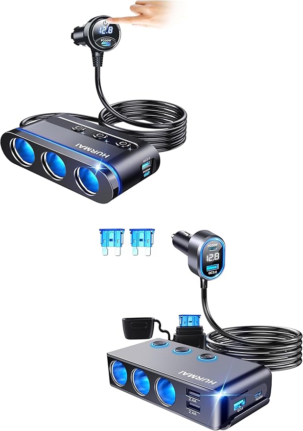 Cigarette Lighter Splitter,3 Socket Cars Cigarette Lighter Adapter,Heavy Duty Truck USB Chager Multi Port