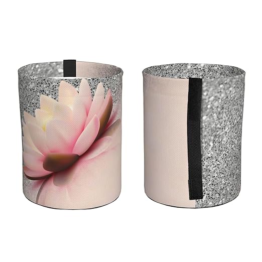 Trendy Girly Lotus Silver Car Trash Can Leak Proof Hanging Waterproof Garbage Can Multipurpose Trash Bin for Car SUV Front Seat Headrest Collapsible and Portable Storage Pocket