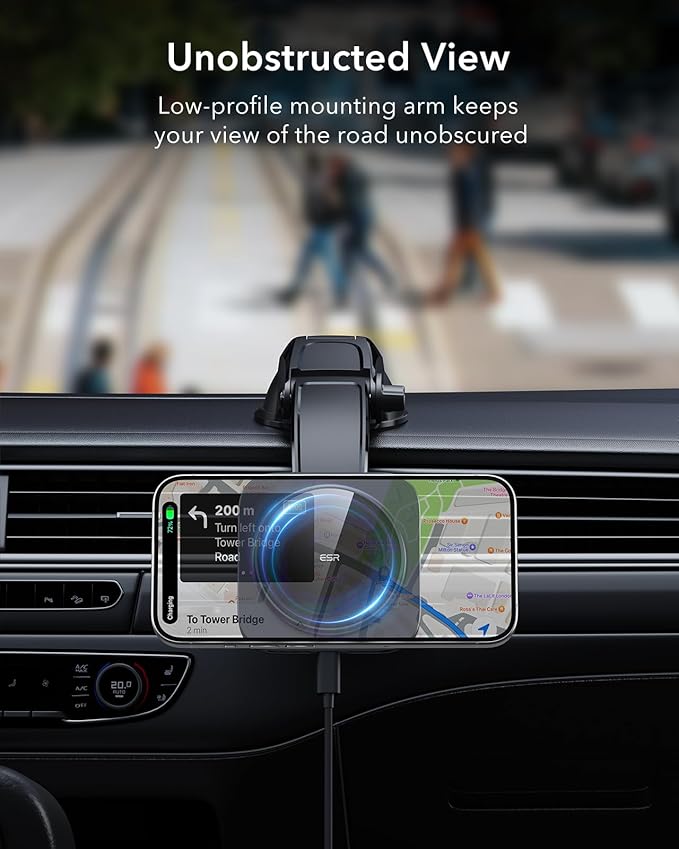 ESR for 15W MagSafe Car Mount Charger, MagSafe Car Charger, Dashboard Magnetic Wireless Charging Mount, for iPhone 17e/17/16/15/14/13/12, Galaxy S26/S25, Pixel 10, Fast Charging, Car Accessories,Black