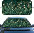 Flowers Car Window Sun Shield White Lily of The Valley Green Botanical Front Window Sun Shade Blocks UV Rays Sun Visor Protector for Car Sedan Truck SUV Accessories 59" L x 31.5" W