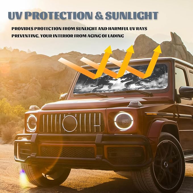 Bigfoot Car Window Sun Shield Fantasy Full Moon Werewolf Fight Bigfoot Front Window Sun Shade Rays Sun Shade Visor Protector for Car Sedan Truck SUV Accessories 59" L x 31.5" W