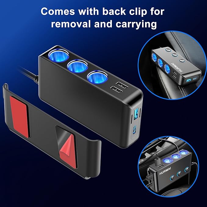 Cigarette Lighter Splitter,3 Socket Cars Cigarette Lighter Adapter,Heavy Duty Truck USB Chager Multi Port