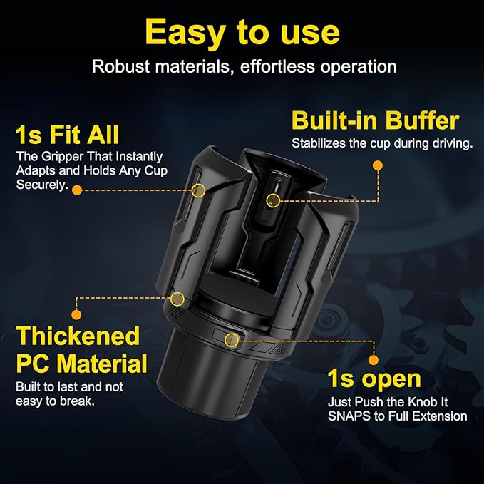 Cup Holder Expander, Upgraded Car Cup Holder Expander for Yeti, Hydro Flask, Nalgene, Takeya, Camelbak, Ramblers, Owala, Tumblers, Mugs, Bottles in 2.6"- 4.8", No Tools Required