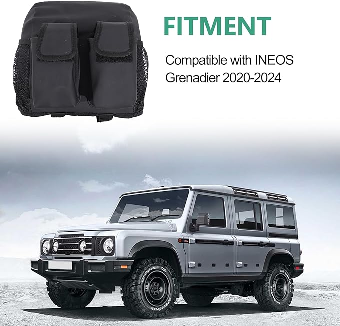 Car Seat Headrest Organizer Compatible with INEOS Grenadier 2020-2024, Waterproof PU Leather Seat Headrest Storage Bag Road Trip Essentials Auto Accessories