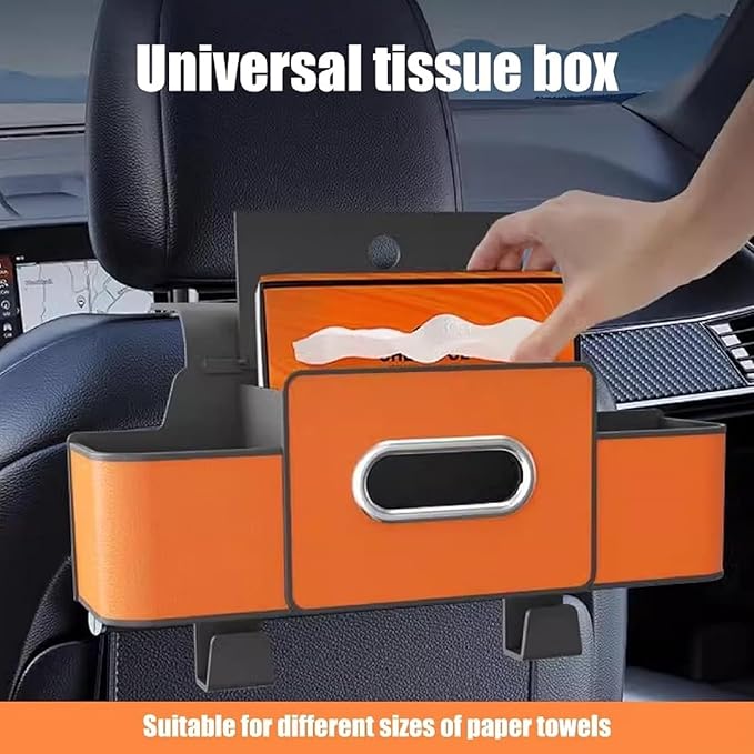 3-in-1 Car Headrest Backseat Organizer, 3-in-1 Car Backseat Organizer, Multifunctional Car Seat Storage Box for Travel, Road Trips, and Daily Use – Universal Fit for All Cars (Black)