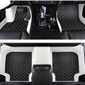Custom Leather Car Mats, Vehicle-Specific Fit All-Weather Floor Mats, 100% Waterproof Anti-Slip Durable Protection for SUV Truck Sedan, Precision Tailored Protection (Side White Medium Black)
