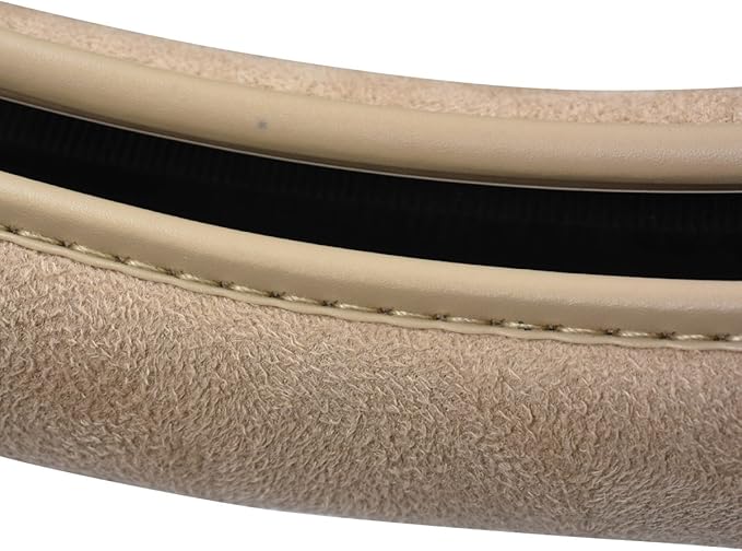 CAR PASS Car Steering Wheel Cover,14.5-15 Inch Beige Faux Suede Universal Memory Foam Auto Steering Wheel Covers Breathable Anti-Slip Odorless Steering Wheels Accessories for Men Women