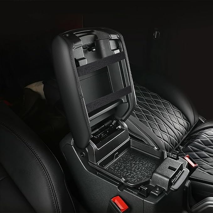 AOMSAZTO Console Cover for 2018-2026 Jeep Wrangler JL/Gladiator JT Armrest Covers for Wrangler JL Leather Black Keyhole