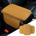 Car Center Console Cover, 11.8"×6.7" Leather Armrest Cover for Cars, Multifunctional Auto Armrest Cushion Pad with Storage Pocket, Universal Arm Rest Protector Car Accessories (Orange)