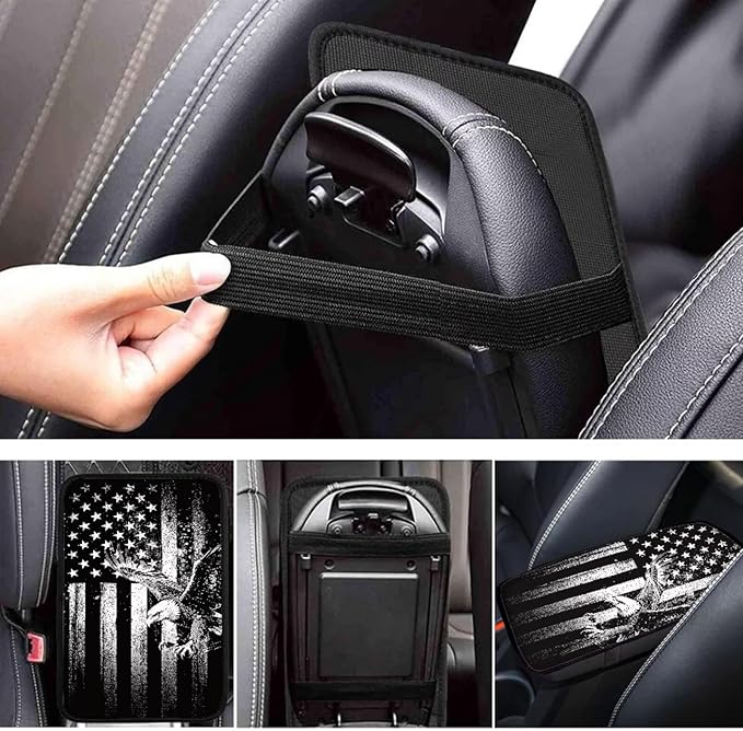 Universal Armrest Cushion Cover for Car Eagle American Flag Print Car Center Console Armrest Cushion Pad Decorative Auto Interior Accessories, Easy to Install