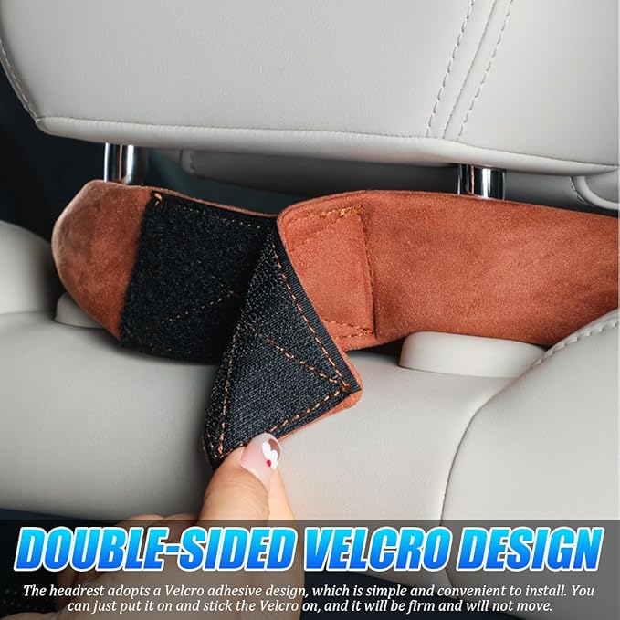 Car Headrest Neck Pillow, Suede Soft Comfortable Vehicle Seat Support Head Rest Pillow Cushion for Driving, Automotive Interior Accessories, Universal for SUV Sedan Truck (Beige)