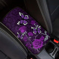 Purple Rose Butterfly Armrest Cover Pad for Cars Comfortable Soft Car Center Console Armrest Cushion Pads Rose Butterflies Auto Accessories Universal Fit for Most Cars