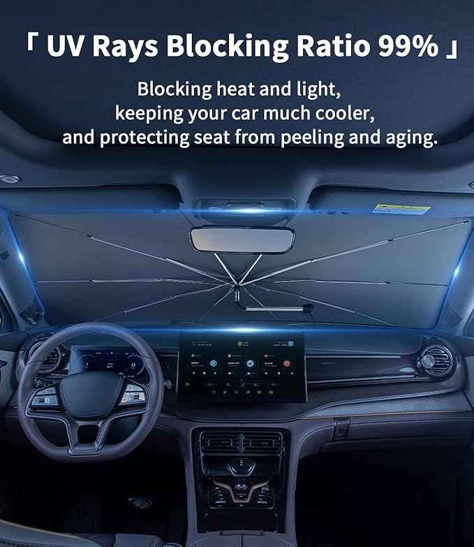 Custom-Fit for Buick Windshield Sun Shade Umbrella, 360°Rotation Bendable Car Umbrella Sunshade Cover UV Block Car Front Window, Designed for Buick Accessories (for Buick Excelle GT)
