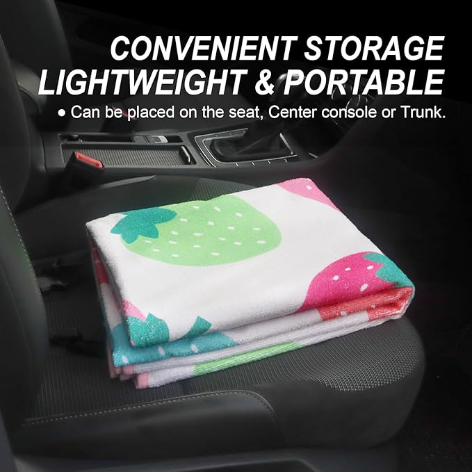 nbnhxnff Sweat Towel Car Seat Cover Protector Rear Seats for Gym Workout, Running, Swimming, Beach and Hiking, Waterproof Universal Seat Cover for Car, Trucks, Van & SUV(Strawberry, 1pcs Rear Seat)