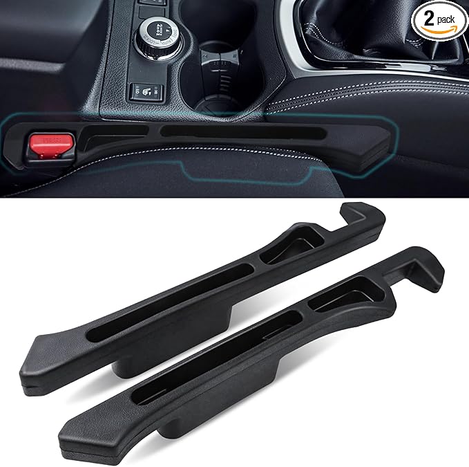 Clapery 2025 Car Seat Gap Filler with 2 Storage Areas, 2 Pack Multi-Function Car Side Seat Gap Filler for Prevent Items Falling, 3in1 Gap Stopper Universal Fit Car SUV Truck(Black)