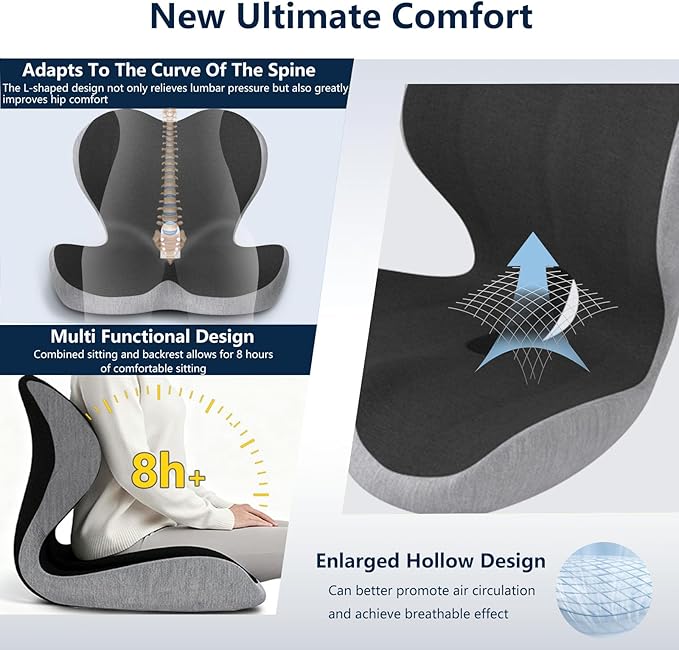 Adult Booster Car Seat Cushion, Office Chair Cushion,Truck Seat Cushion, Memory Foam Seat Cushion Increase Height by 3.94 Inch, Car Cushions for Driving Long Sciatica Tailbone Pain Relief