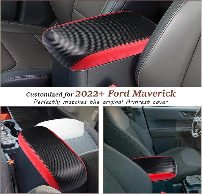 SKTU for 2022 2023 2024 2025 2026 Ford Maverick Armrest Cover 2022-2026 Maverick Center Console Cover Maverick Armrest Pad 2023 2024 2025 2026 Maverick Accessories Center Console Cushion (Red Line)