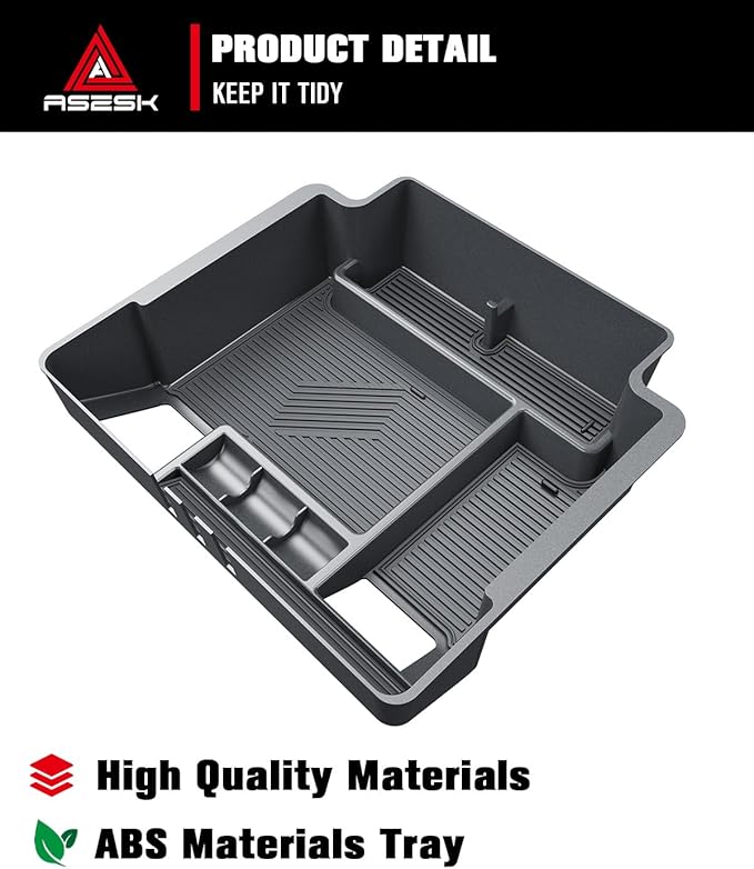 ASZSK for 2022-2026 Chevy Silverado/GMC Sierra 1500&2024-2026 Silverado/Sierra 2500HD 3500HD - (Full Console w/Bucket Seats ONLY) Center Console Armrest Organizer ABS Materials