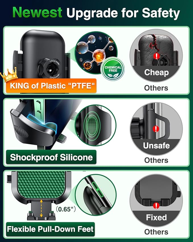 VANMASS 2026 【True Military-Grade】 Phone Holders for Your Car 【90 LBS Strongest Suction & Clip】 Ultimate Cell Phone Mount Dashboard Window Vent for iPhone 16 Pro Max 15 14 13 Samsung Android