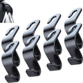 Car Seat Headrest Hook 4 Pack Hanger Storage Organizer Universal for Handbag Purse Coat fit Universal Vehicle Car (Black) S Type