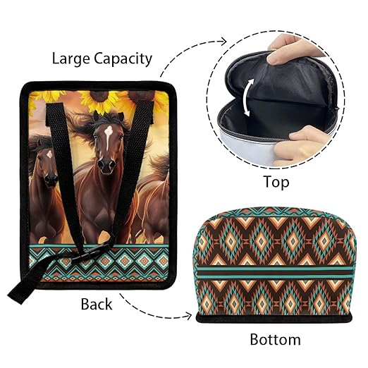 Brown Horse Car Trash Can with Lid,Hanging Leak Proof Garbage Bin for Back Seat,Universal Fit Most Vehicle Truck Interior Accessory