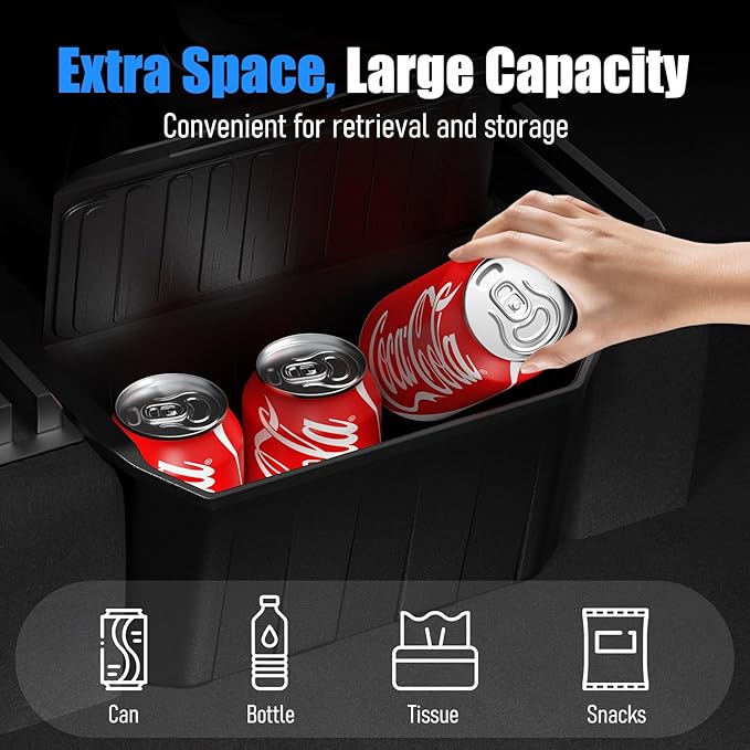 2026 Upgrade Rear Center Console Organizer for Tesla 2020-2025 Model Y Accessories, Partitioned Storage & Stable Installation, Seat Backseat Trash Can Bin for Tesla Model Y(Not Fit Model Y Juniper)