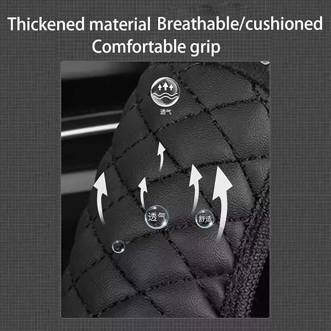 WLERIR Microfiber Leather Steering Wheel Cover with Anti-Slip Lining Universal Car Accessory for Steering Wheel with a Diameter of 14.5-15 inch (Black)
