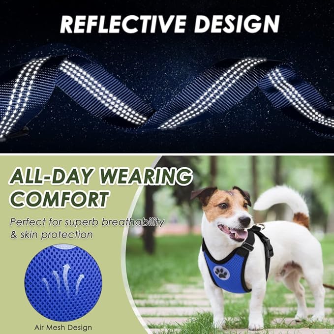 Lukovee Dog Seat Belt for Car, Adjustable Dog Car Harness for Large Medium Small Dogs, Soft Padded & Breathable Mesh Dog Seatbelt with Car Vehicle Connector Strap (Blue,XXX-Small)