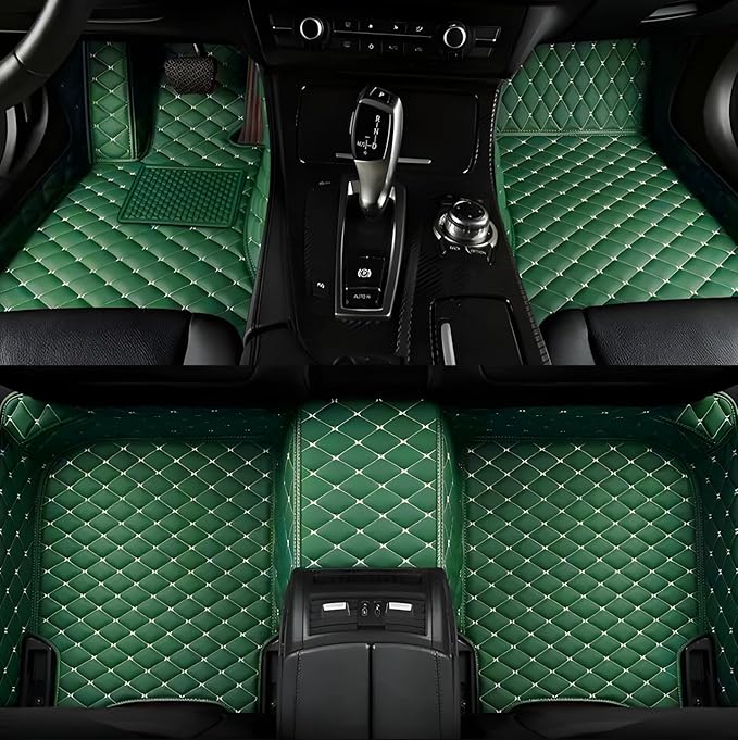 Custom Leather Car Mats, Vehicle-Specific Fit All-Weather Floor Mats, 100% Waterproof Anti-Slip Durable Protection for SUV Truck Sedan, Precision Tailored Protection (Green Beige)