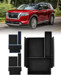 FIILINES Center Console Organizer for Nissan Pathfinder 2022-2026, Center Console Tray Secondary Armrest Storage Box ABS Insert Container with Anti-Slip Mats