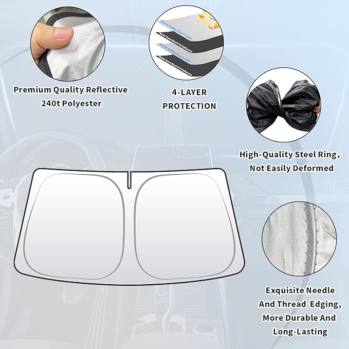 Thickened 2-Layer Front Windshield Sun Shade Compatible for Toyota Sienna XL40 2021-2025, Foldable Custom Fit Sunshade Blocks 99% Heat, Keeps Car Interior Cool (for Sienna XL40 2021-2025)