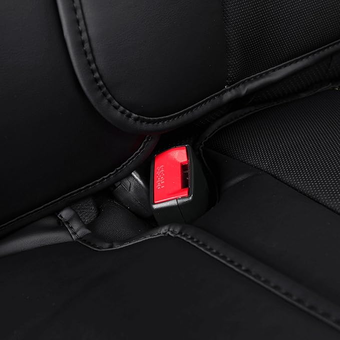 CAR PASS Waterproof Leather Back Seat Covers, Nappa PU Leather Rear Seat Bench Cushioned Breathable Back Row Protector Universal Fit for Car Sedan SUV Pickup Truck, Backseat Rear (Black)