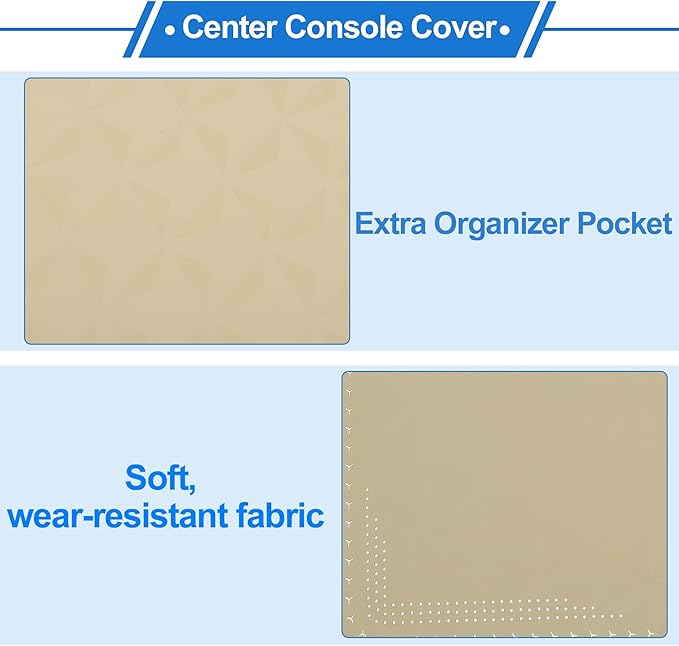 Car Center Console Cushion Pad 12.59"X6.29" Center Console Cover Armrest Seat Box Cover Faux Leather Beige
