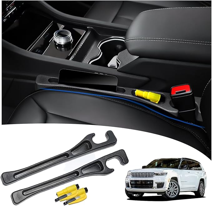 LLXGAB 【Compatible with Jeep Grand Cherokee】 Seat Gap Filler,No Drop Seat Guard Compatible with Jeep Grand Cherokee L 4xe,Drop Seat Guards for Cars(2Pcs),Emergency Keychain Car Escape Tool(2Pcs)