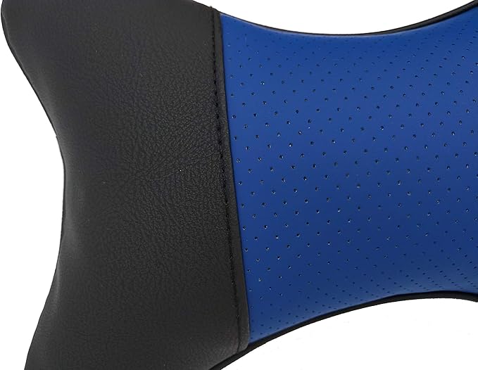 Thomakoo Car Neck Pillows 2pcs Pack Car Headrest Pillow Pu Leather Car Cervical Pillows for Traveling Car Pillows Filled by Fiber (Black) (Black Blue)