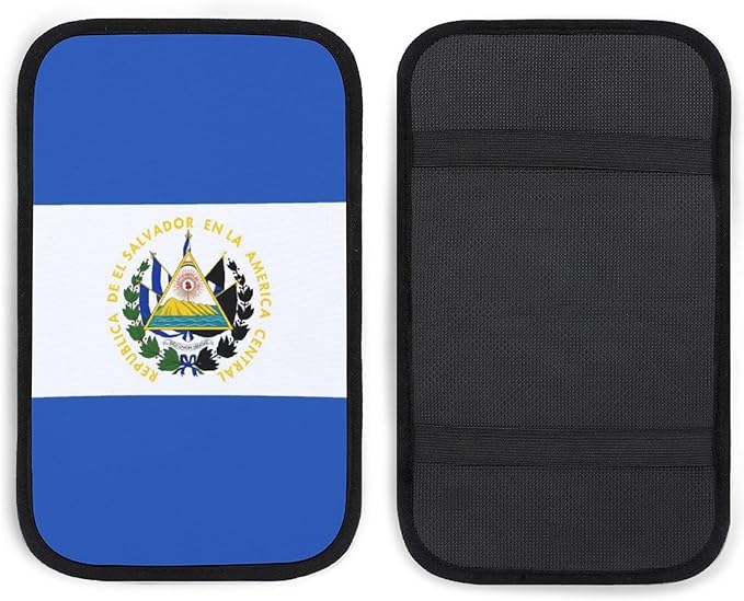 for El Salvador Flag Car Armrest Cushion Soft Cover Tray Storage Center Console Box Pad, Car Armrest Cushion Handrail Box Car Decoration, Car Armrest Seat Box Cover for Most Vehicle